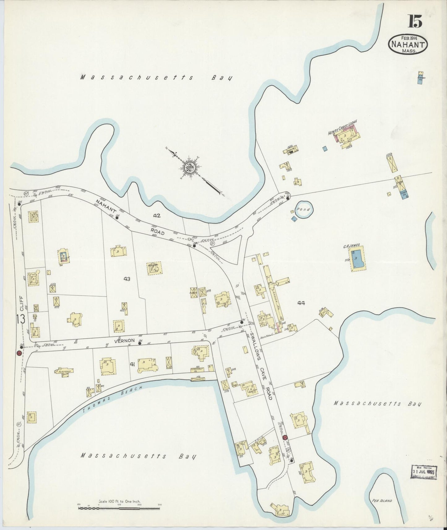 Sanborn Fire Insurance Map from Nahant, Essex County, Massachusetts (1914), Sheet #0015 - Complete Map Set gallery image, historic Sanborn map, vintage wall art, Massachusetts Massachusetts