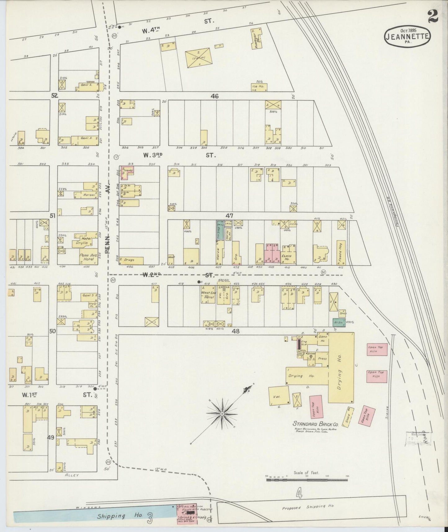 Sanborn Fire Insurance Map from Jeannette, Westmoreland County, Pennsylvania (1895), Sheet #0002 - Complete Map Set gallery image, historic Sanborn map, vintage wall art, Pennsylvania Pennsylvania