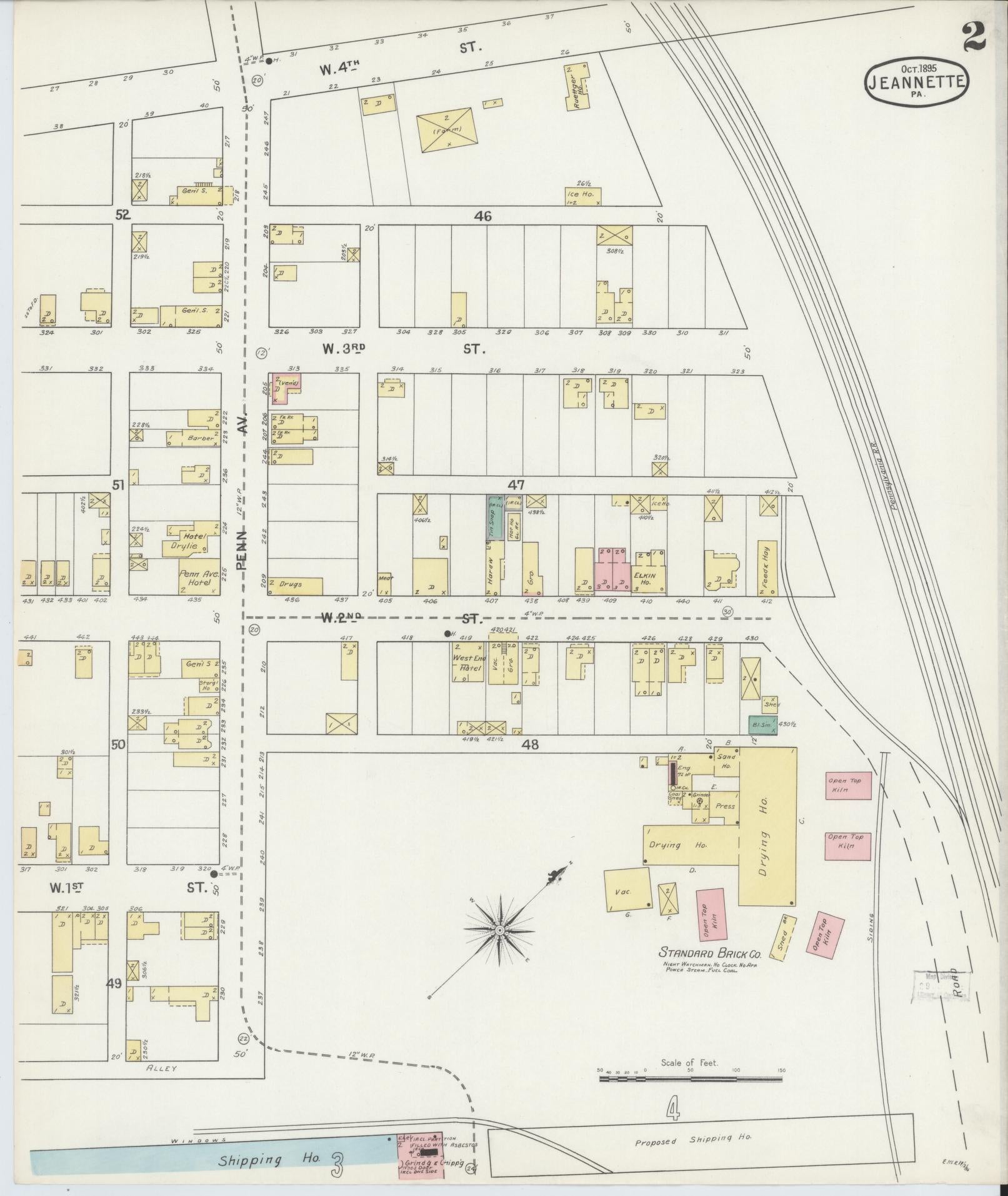 Sanborn Fire Insurance Map from Jeannette, Westmoreland County, Pennsylvania (1895), Sheet #0002 - Complete Map Set gallery image, historic Sanborn map, vintage wall art, Pennsylvania Pennsylvania