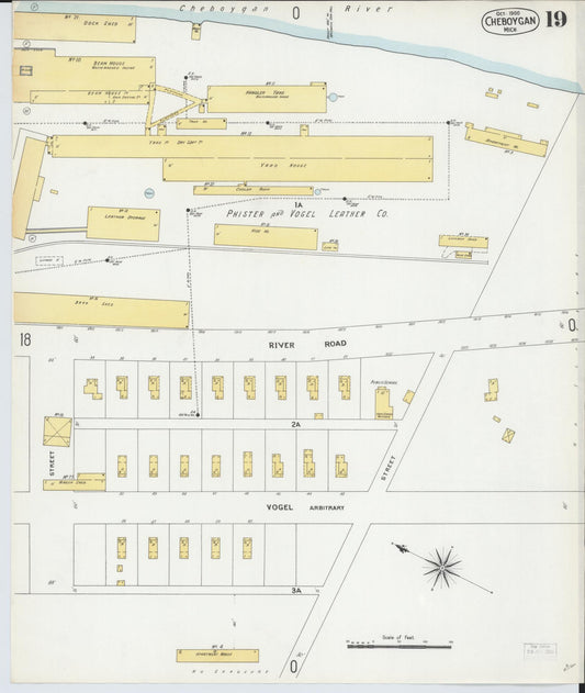 Sanborn Fire Insurance Map from Cheboygan, Cheboygan County, Michigan (1900), Sheet #0019 - Historic Sanborn Fire Insurance Map Print, vintage old map wall art, antique decor, genealogy gift, Michigan Michigan map