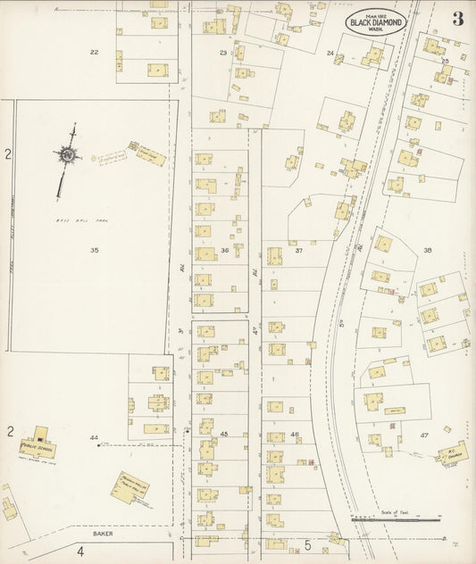 Sanborn Fire Insurance Map from Black Diamond, King County, Washington (1912), Sheet #0003 - Historic Sanborn Fire Insurance Map Print, vintage old map wall art, antique decor, genealogy gift, Washington Washington map