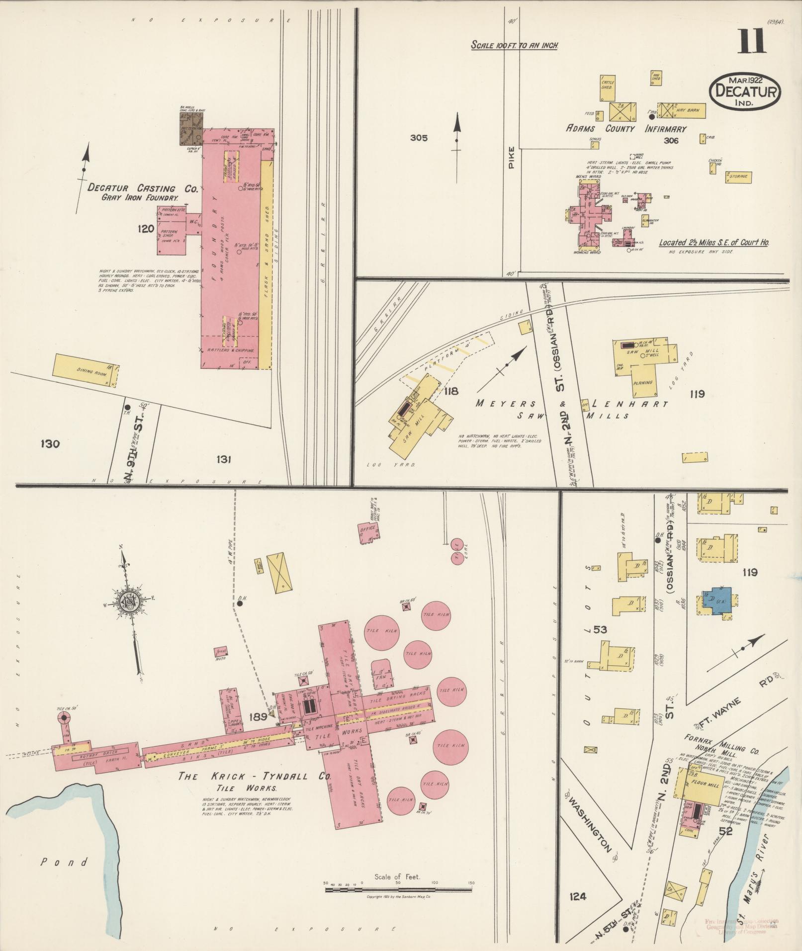 Sanborn Fire Insurance Map from Decatur, Adams County, Indiana (1922), Sheet #0011 - Complete Map Set gallery image, historic Sanborn map, vintage wall art, Indiana Indiana