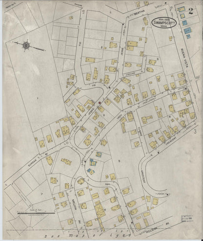 Sanborn Fire Insurance Map from Swampscott, Essex County, Massachusetts (1920), Sheet #0002 - Historic Sanborn Fire Insurance Map Print, vintage old map wall art, antique decor, genealogy gift, Massachusetts Massachusetts map