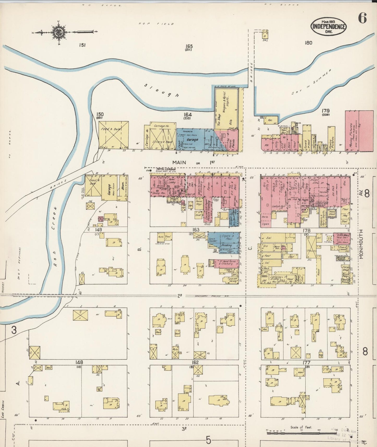 Sanborn Fire Insurance Map from Independence, Polk County, Oregon (1913), Sheet #0006 - Complete Map Set gallery image, historic Sanborn map, vintage wall art, Oregon Oregon
