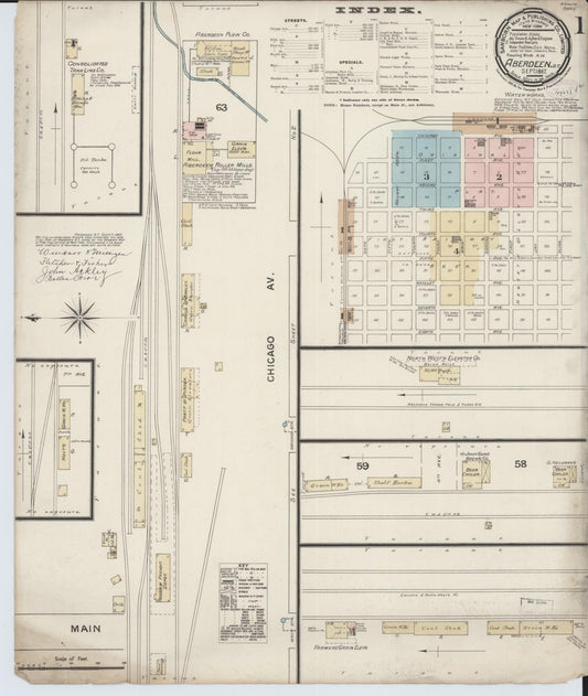 Sanborn Fire Insurance Map from Aberdeen, Brown County, South Dakota (1887), Sheet #0001 - Historic Sanborn Fire Insurance Map Print, vintage old map wall art, antique decor, genealogy gift, South Dakota South Dakota map