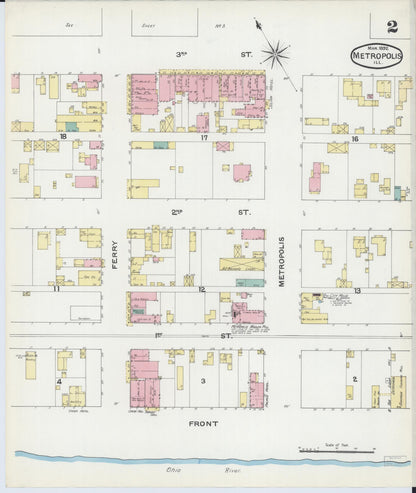 Sanborn Fire Insurance Map from Metropolis, Massac County, Illinois (1892), Sheet #0002 - Complete Map Set gallery image, historic Sanborn map, vintage wall art, Illinois Illinois
