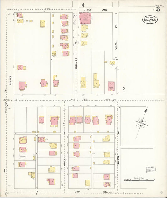 Sanborn Fire Insurance Map from Beaver, Beaver County, Pennsylvania (1906), Sheet #0003 - Historic Sanborn Fire Insurance Map Print, vintage old map wall art, antique decor, genealogy gift, Pennsylvania Pennsylvania map