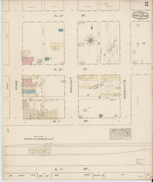 Sanborn Fire Insurance Map from Abilene, Taylor County, Texas (1885), Sheet #0002 - Historic Sanborn Fire Insurance Map Print, vintage old map wall art, antique decor, genealogy gift, Texas Texas map