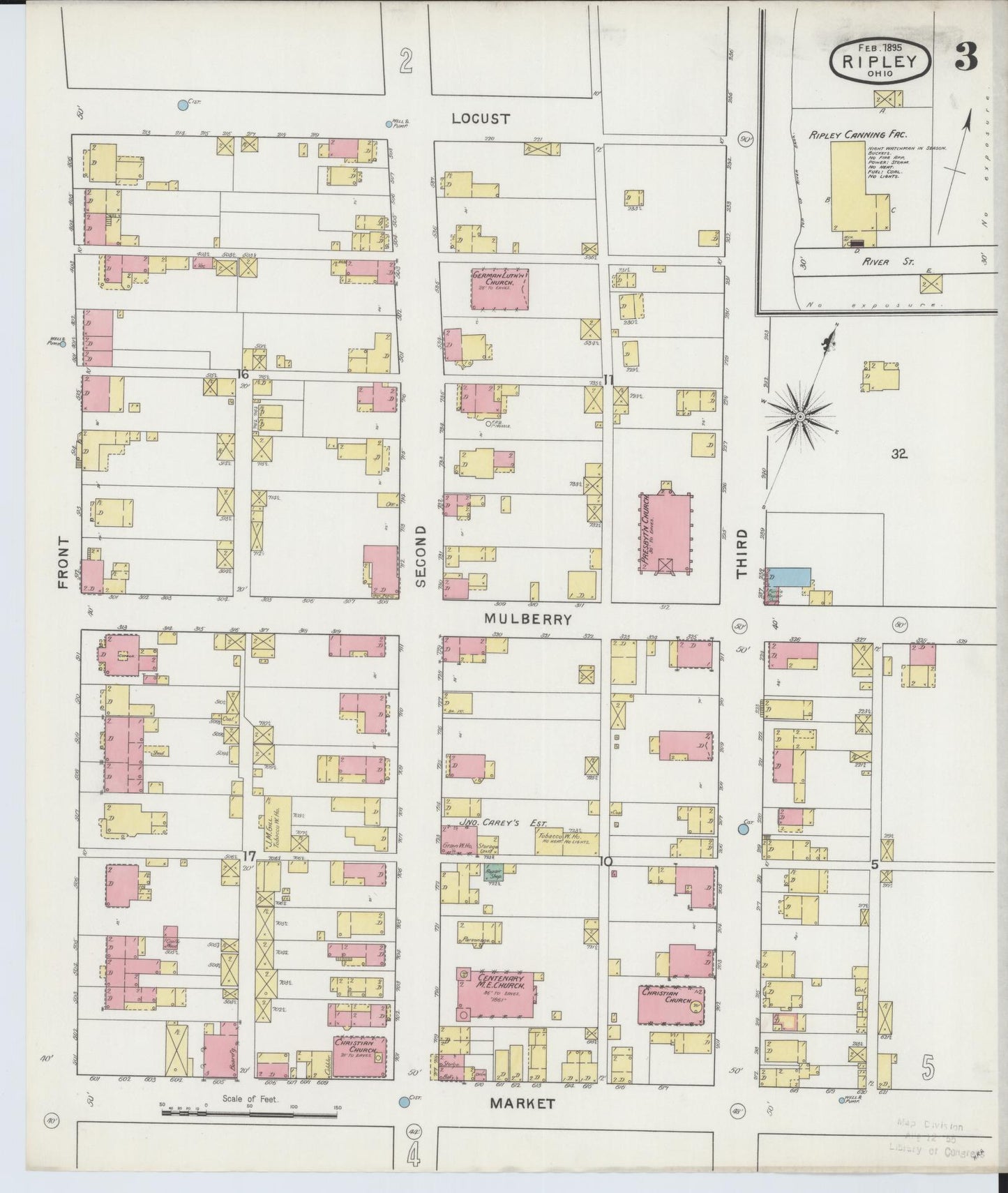 Sanborn Fire Insurance Map from Ripley, Brown County, Ohio (1895), Sheet #0003 - Historic Sanborn Fire Insurance Map Print, vintage old map wall art, antique decor, genealogy gift, Ohio Ohio map