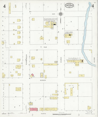 Sanborn Fire Insurance Map from Snyder, Scurry County, Texas (1927), Sheet #0004 - Historic Sanborn Fire Insurance Map Print, vintage old map wall art, antique decor, genealogy gift, Texas Texas map
