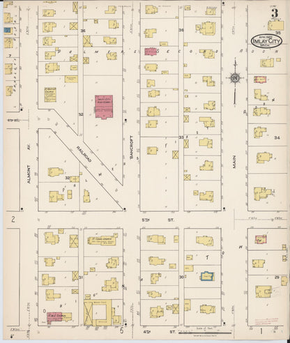 Sanborn Fire Insurance Map from Imlay City, Lapeer County, Michigan (1922), Sheet #0003 - Historic Sanborn Fire Insurance Map Print, vintage old map wall art, antique decor, genealogy gift, Michigan Michigan map