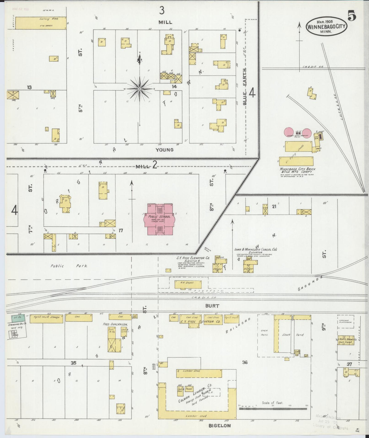 Sanborn Fire Insurance Map from Winnebago, Faribault County, Minnesota (1905), Sheet #0005 - Historic Sanborn Fire Insurance Map Print, vintage old map wall art, antique decor, genealogy gift, Minnesota Minnesota map