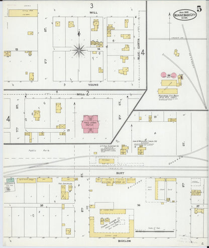 Sanborn Fire Insurance Map from Winnebago, Faribault County, Minnesota (1905), Sheet #0005 - Historic Sanborn Fire Insurance Map Print, vintage old map wall art, antique decor, genealogy gift, Minnesota Minnesota map