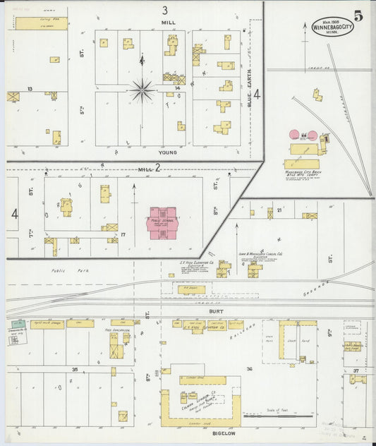 Sanborn Fire Insurance Map from Winnebago, Faribault County, Minnesota (1905), Sheet #0005 - Historic Sanborn Fire Insurance Map Print, vintage old map wall art, antique decor, genealogy gift, Minnesota Minnesota map