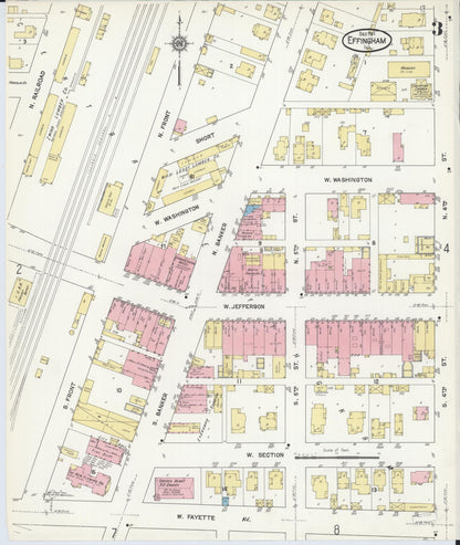 Sanborn Fire Insurance Map from Effingham, Effingham County, Illinois (1911), Sheet #0003 - Complete Map Set gallery image, historic Sanborn map, vintage wall art, Illinois Illinois