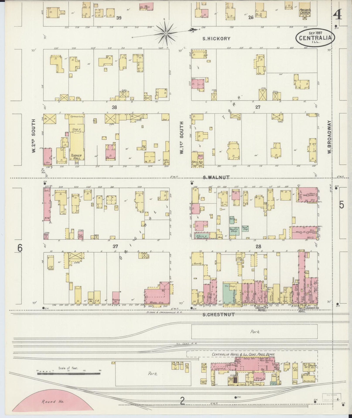 Sanborn Fire Insurance Map from Centralia, Marion, Clinton, Jefferson, and Washington Counties, Illinois (1897), Sheet #0004 - Complete Map Set gallery image, historic Sanborn map, vintage wall art, Illinois Illinois