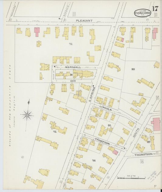 Sanborn Fire Insurance Map from Concord, Merrimack County, New Hampshire (1893), Sheet #0017 - Historic Sanborn Fire Insurance Map Print, vintage old map wall art, antique decor, genealogy gift, New Hampshire New Hampshire map