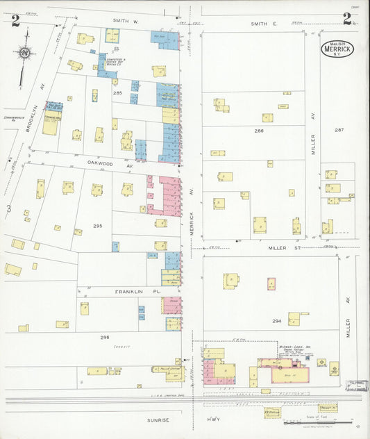 Sanborn Fire Insurance Map from Merrick, Nassau County, New York (1929), Sheet #0002 - Historic Sanborn Fire Insurance Map Print, vintage old map wall art, antique decor, genealogy gift, New York New York map