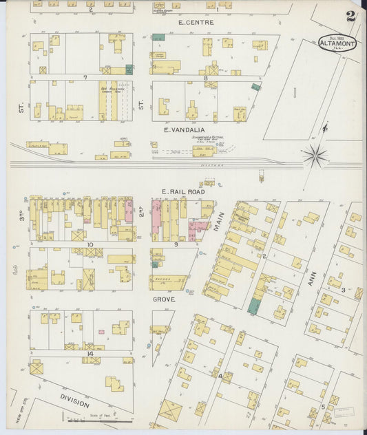 Sanborn Fire Insurance Map from Altamont, Effingham County, Illinois (1893), Sheet #0002 - Historic Sanborn Fire Insurance Map Print, vintage old map wall art, antique decor, genealogy gift, Illinois Illinois map