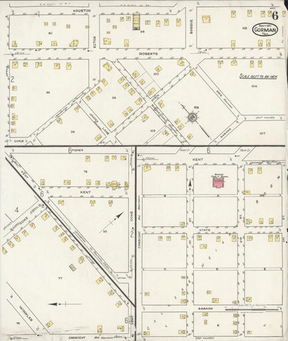 Sanborn Fire Insurance Map from Gorman, Eastland County, Texas (1921), Sheet #0006 - Complete Map Set gallery image, historic Sanborn map, vintage wall art, Texas Texas