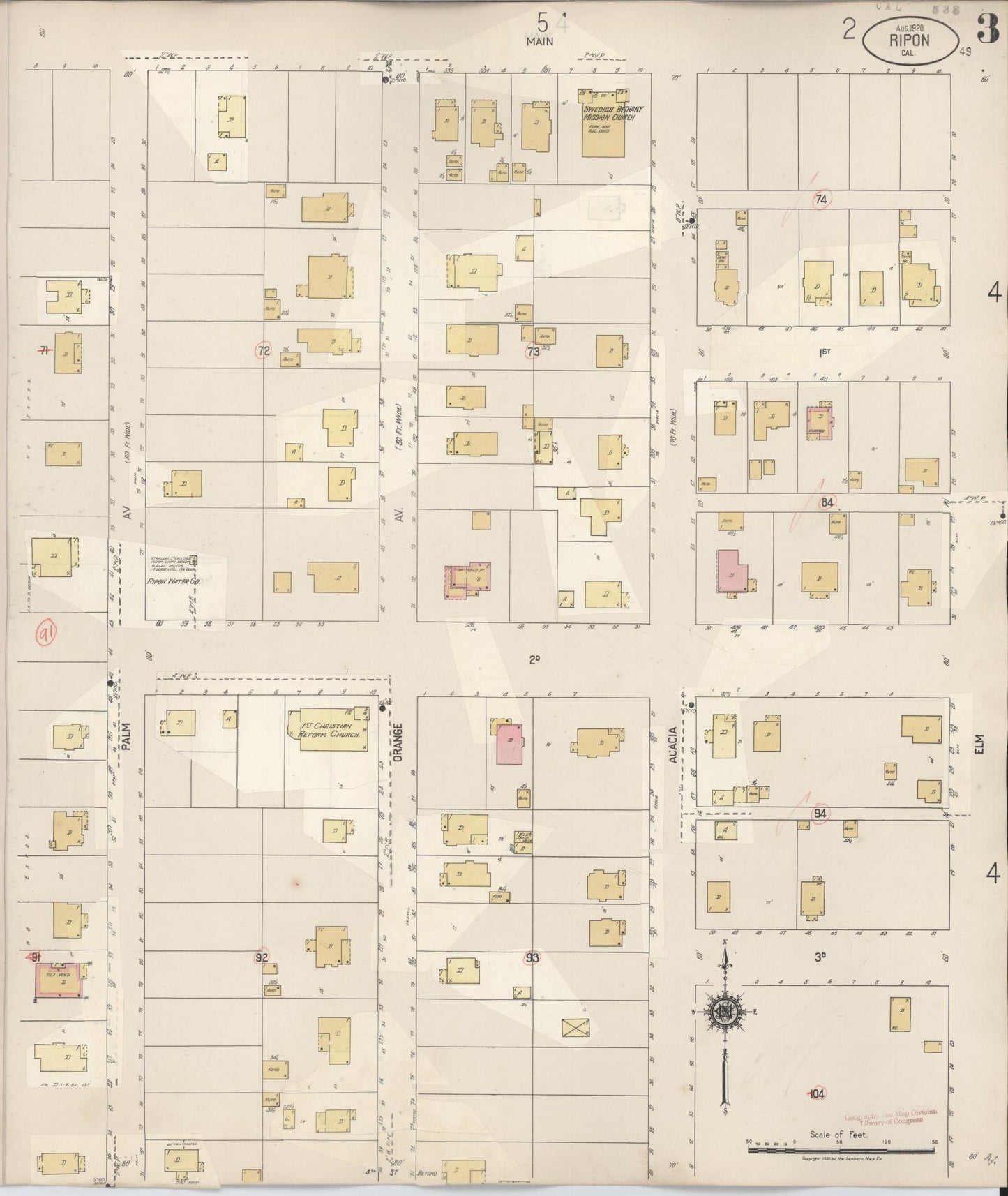 Sanborn Fire Insurance Map from Ripon, San Joaquin County, California (1933), Sheet #0003 - Complete Map Set gallery image, historic Sanborn map, vintage wall art, California California