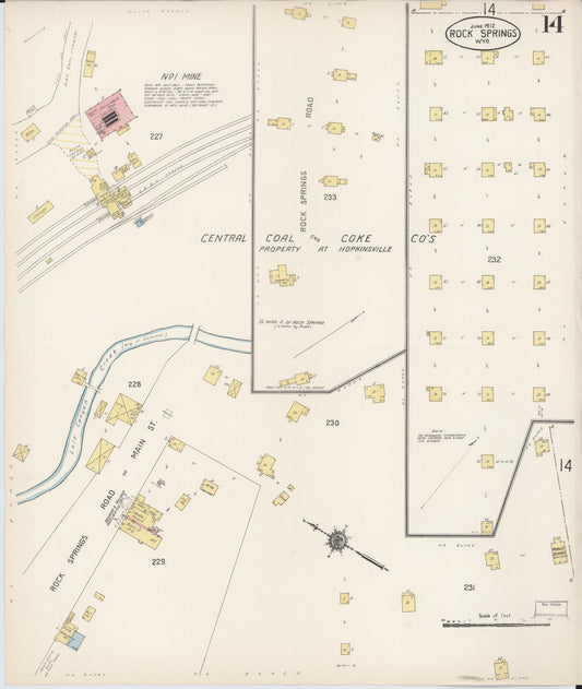 Sanborn Fire Insurance Map from Rock Springs, Sweetwater County, Wyoming (1912), Sheet #0014 - Historic Sanborn Fire Insurance Map Print, vintage old map wall art, antique decor, genealogy gift, Wyoming Wyoming map