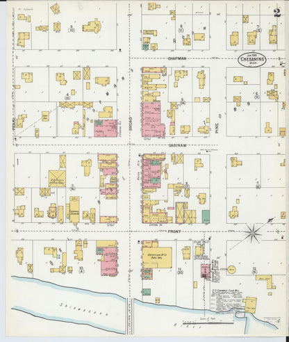 Sanborn Fire Insurance Map from Chesaning, Saginaw County, Michigan (1900), Sheet #0002 - Historic Sanborn Fire Insurance Map Print, vintage old map wall art, antique decor, genealogy gift, Michigan Michigan map