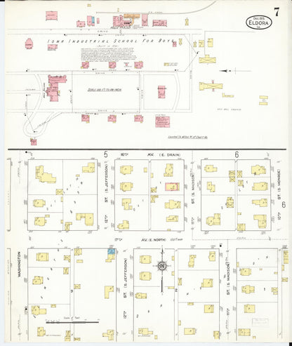 Sanborn Fire Insurance Map from Eldora, Hardin County, Iowa (1915), Sheet #0007 - Historic Sanborn Fire Insurance Map Print