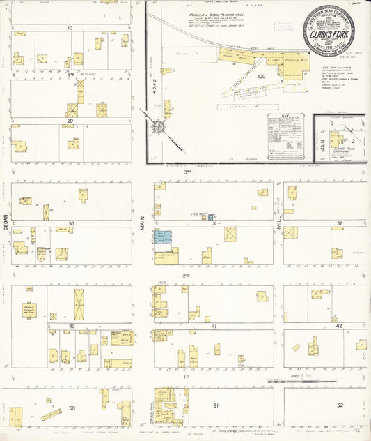 Sanborn Fire Insurance Map from Clark's Fork, Bonner County, Idaho (1912), Sheet #0001 - Historic Sanborn Fire Insurance Map Print, vintage old map wall art, antique decor, genealogy gift, Idaho Idaho map