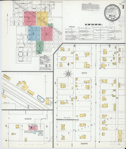 Sanborn Fire Insurance Map from Wells, Faribault County, Minnesota (1900), Sheet #0001 - Historic Sanborn Fire Insurance Map Print, vintage old map wall art, antique decor, genealogy gift, Minnesota Minnesota map