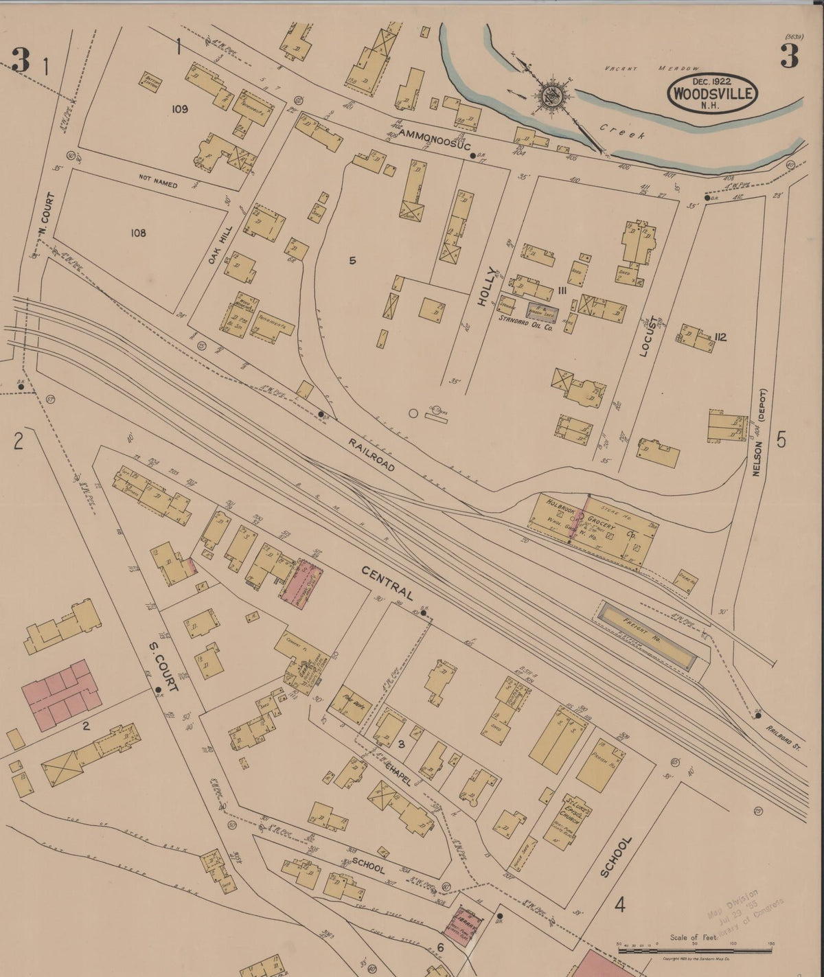 Sanborn Fire Insurance Map from Woodsville, Grafton County, New Hampshire (1922), Sheet #0003 - Complete Map Set gallery image, historic Sanborn map, vintage wall art, New Hampshire New Hampshire