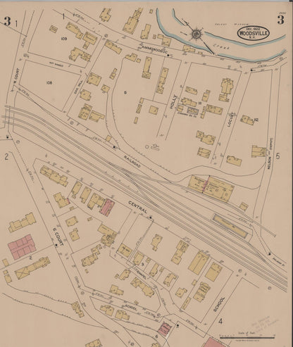Sanborn Fire Insurance Map from Woodsville, Grafton County, New Hampshire (1922), Sheet #0003 - Complete Map Set gallery image, historic Sanborn map, vintage wall art, New Hampshire New Hampshire