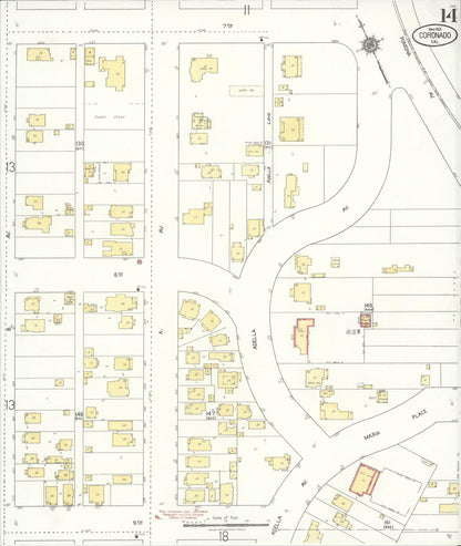 Sanborn Fire Insurance Map from Coronado, San Diego County, California (1921), Sheet #0014 - Complete Map Set gallery image, historic Sanborn map, vintage wall art, California California