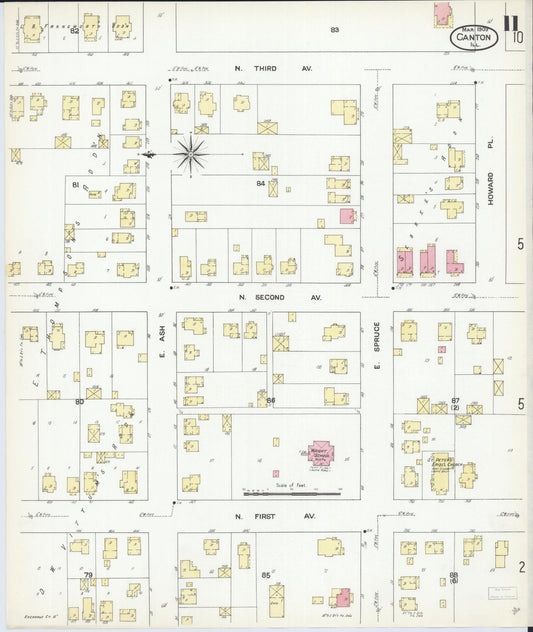 Sanborn Fire Insurance Map from Canton, Fulton County, Illinois (1909), Sheet #0011 - Historic Sanborn Fire Insurance Map Print, vintage old map wall art, antique decor, genealogy gift, Illinois Illinois map