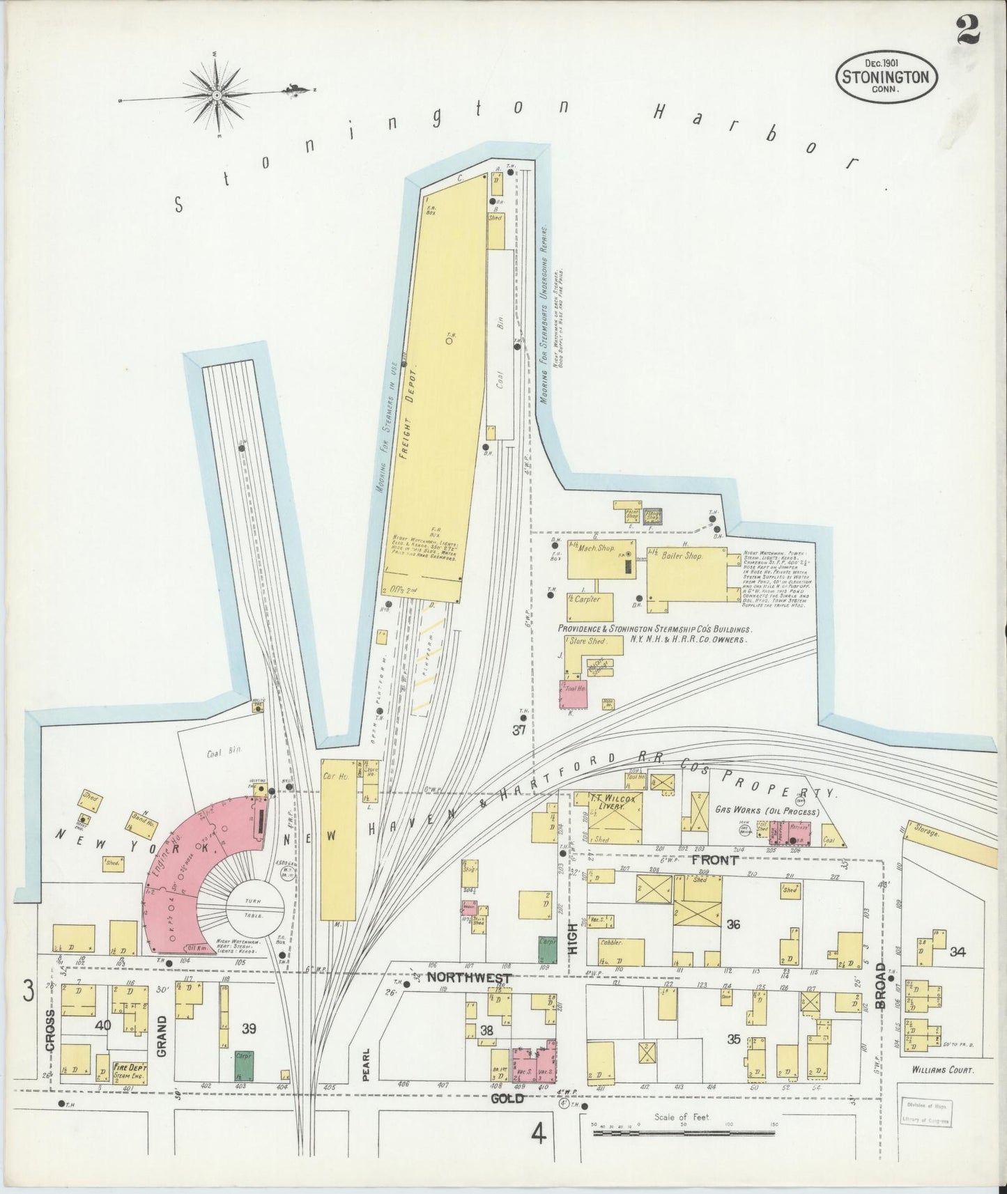 Sanborn Fire Insurance Map from Stonington, New London County, Connecticut (1901), Sheet #0002 - Complete Map Set gallery image, historic Sanborn map, vintage wall art, Connecticut Connecticut