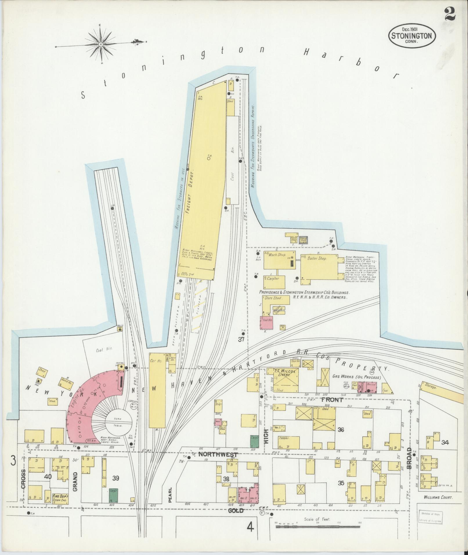 Sanborn Fire Insurance Map from Stonington, New London County, Connecticut (1901), Sheet #0002 - Complete Map Set gallery image, historic Sanborn map, vintage wall art, Connecticut Connecticut