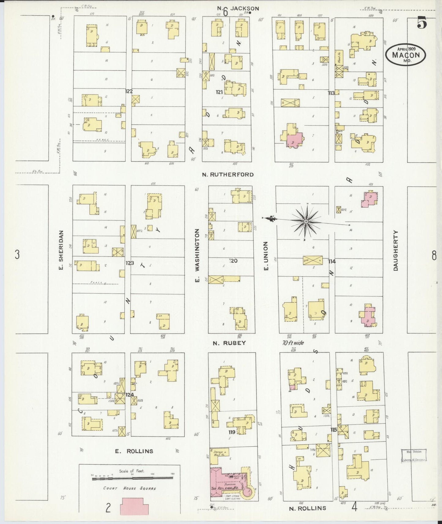 Sanborn Fire Insurance Map from Macon, Macon County, Missouri (1909), Sheet #0005 - Historic Sanborn Fire Insurance Map Print, vintage old map wall art, antique decor, genealogy gift, Missouri Missouri map