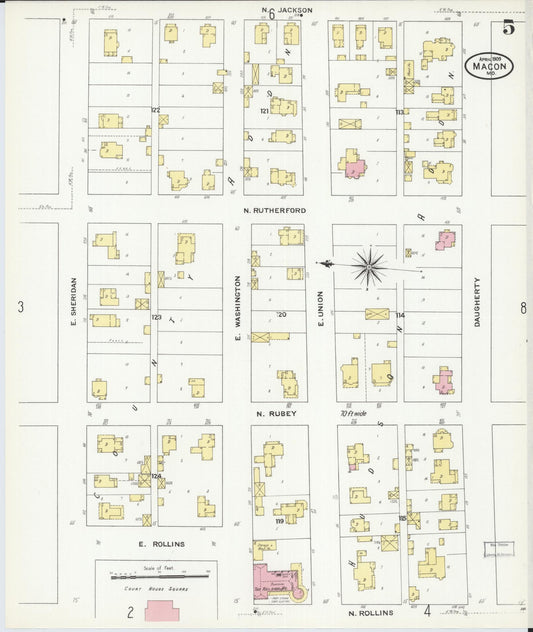 Sanborn Fire Insurance Map from Macon, Macon County, Missouri (1909), Sheet #0005 - Historic Sanborn Fire Insurance Map Print, vintage old map wall art, antique decor, genealogy gift, Missouri Missouri map