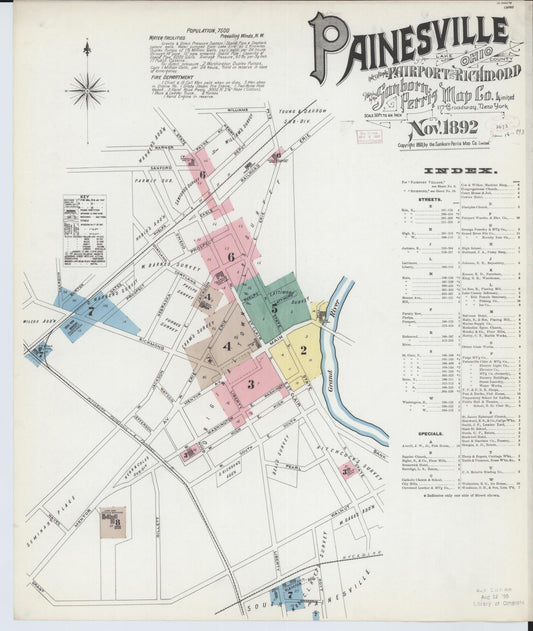 Sanborn Fire Insurance Map from Painesville, Lake County, Ohio (1892), Sheet #0001 - Complete Map Set gallery image, historic Sanborn map, vintage wall art, Ohio Ohio
