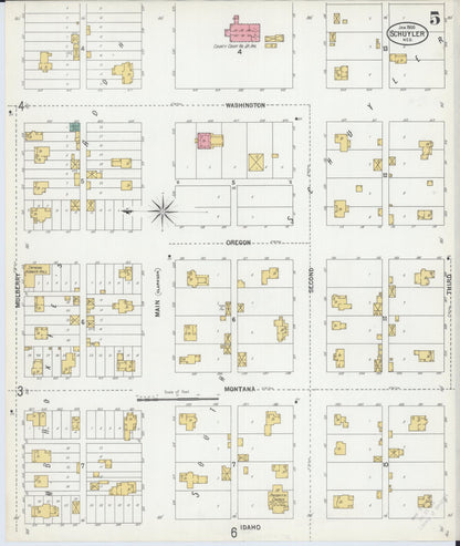 Sanborn Fire Insurance Map from Schuyler, Colfax County, Nebraska (1900), Sheet #0005 - Complete Map Set gallery image, historic Sanborn map, vintage wall art, Nebraska Nebraska