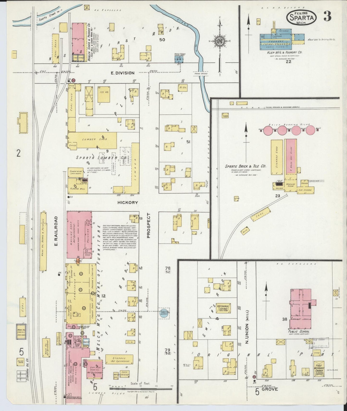 Sanborn Fire Insurance Map from Sparta, Kent County, Michigan (1918), Sheet #0003 - Historic Sanborn Fire Insurance Map Print, vintage old map wall art, antique decor, genealogy gift, Michigan Michigan map