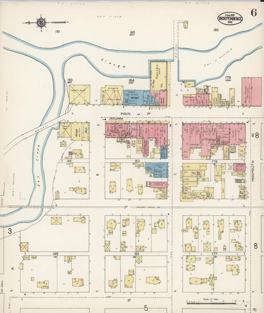 Sanborn Fire Insurance Map from Independence, Polk County, Oregon (1913), Sheet #0006 - Historic Sanborn Fire Insurance Map Print, vintage old map wall art, antique decor, genealogy gift, Oregon Oregon map