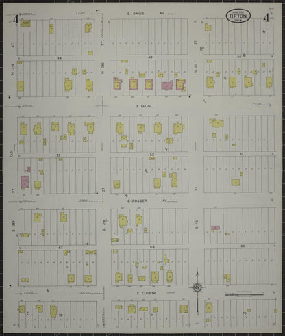 Sanborn Fire Insurance Map from Tipton, Tillman County, Oklahoma (1930), Sheet #0004 - Complete Map Set gallery image, historic Sanborn map, vintage wall art, Oklahoma Oklahoma