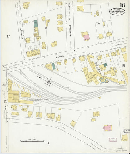 Sanborn Fire Insurance Map from Morristown, Morris County, New Jersey (1909), Sheet #0016 - Complete Map Set gallery image, historic Sanborn map, vintage wall art, New Jersey New Jersey