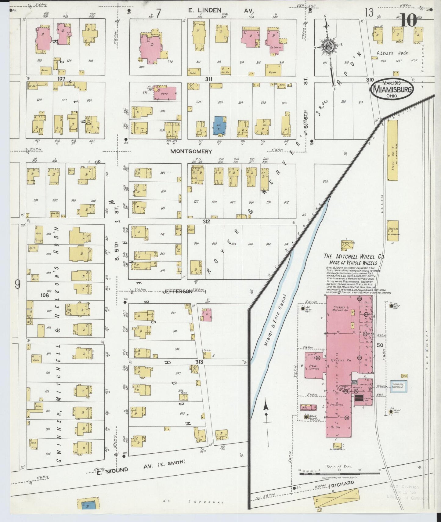 Sanborn Fire Insurance Map from Miamisburg, Montgomery County, Ohio (1919), Sheet #0010 - Complete Map Set gallery image, historic Sanborn map, vintage wall art, Ohio Ohio