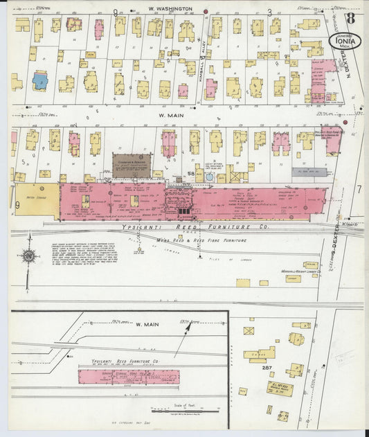 Sanborn Fire Insurance Map from Ionia, Ionia County, Michigan (1920), Sheet #0008 - Historic Sanborn Fire Insurance Map Print, vintage old map wall art, antique decor, genealogy gift, Michigan Michigan map