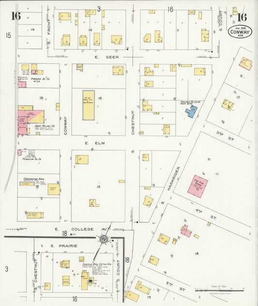Sanborn Fire Insurance Map from Conway, Faulkner County, Arkansas (1926), Sheet #0016 - Historic Sanborn Fire Insurance Map Print, vintage old map wall art, antique decor, genealogy gift, Arkansas Arkansas map