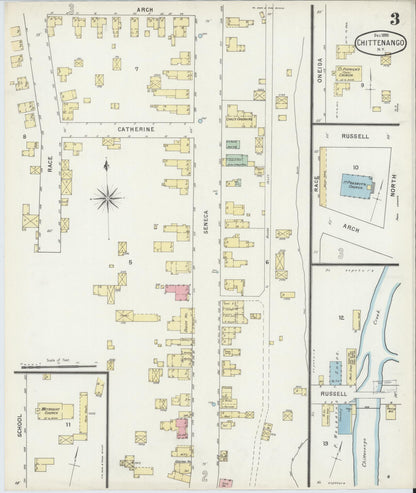 Sanborn Fire Insurance Map from Chittenango, Madison County, New York (1895), Sheet #0003 - Historic Sanborn Fire Insurance Map Print, vintage old map wall art, antique decor, genealogy gift, New York New York map