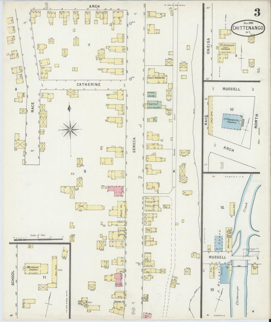 Sanborn Fire Insurance Map from Chittenango, Madison County, New York (1895), Sheet #0003 - Historic Sanborn Fire Insurance Map Print, vintage old map wall art, antique decor, genealogy gift, New York New York map