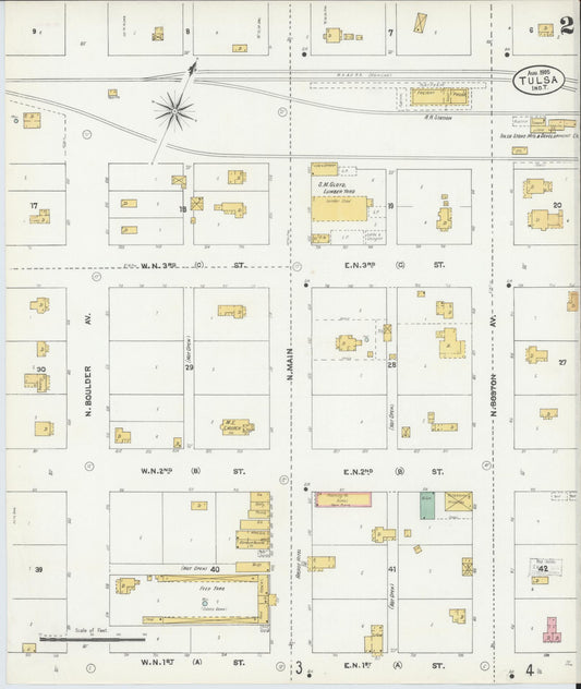 Sanborn Fire Insurance Map from Tulsa, Tulsa County, Oklahoma (1905), Sheet #0002 - Historic Sanborn Fire Insurance Map Print, vintage old map wall art, antique decor, genealogy gift, Oklahoma Oklahoma map